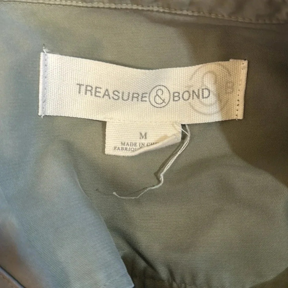 TREASURE & BOND STAND COLLAR COTTON TWIN JACKET IN GREEN BASIL L NWT - Picture 3 of 4